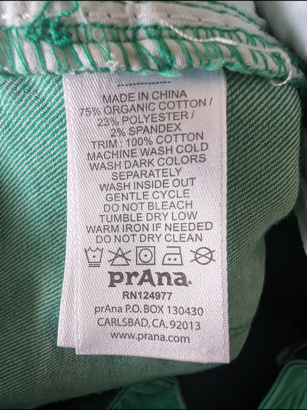 prAna Kara Jeans Outdoor Pants Green Teal Womens Size 8 Stretch Organic Cotton - Picture 6 of 8